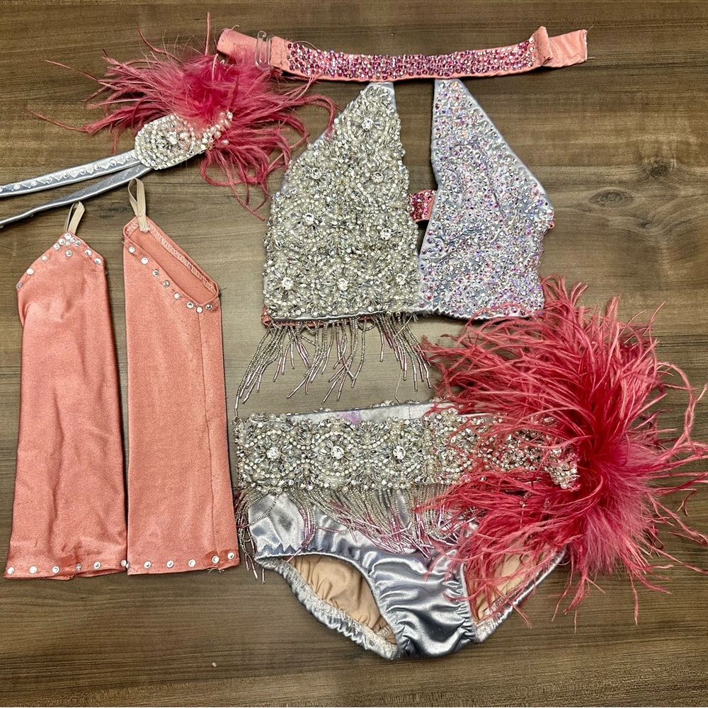 Sparkling Pink and Silver Kids Dance Costume Set